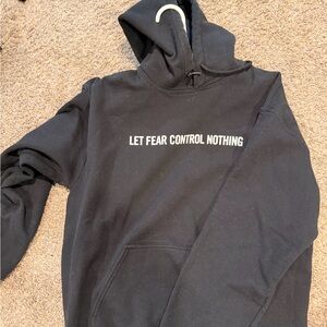 Men's Black Hoodie Sweatshirt with "Let Fear Control Nothing" Print